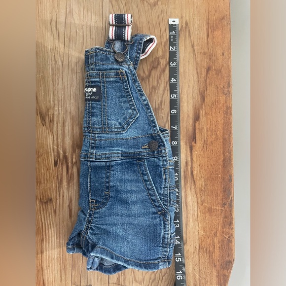 Oshkosh B’gosh Striped Strap Denim Shortalls Kid Overalls Toddler Baby Sz 6 Mo - Picture 8 of 8